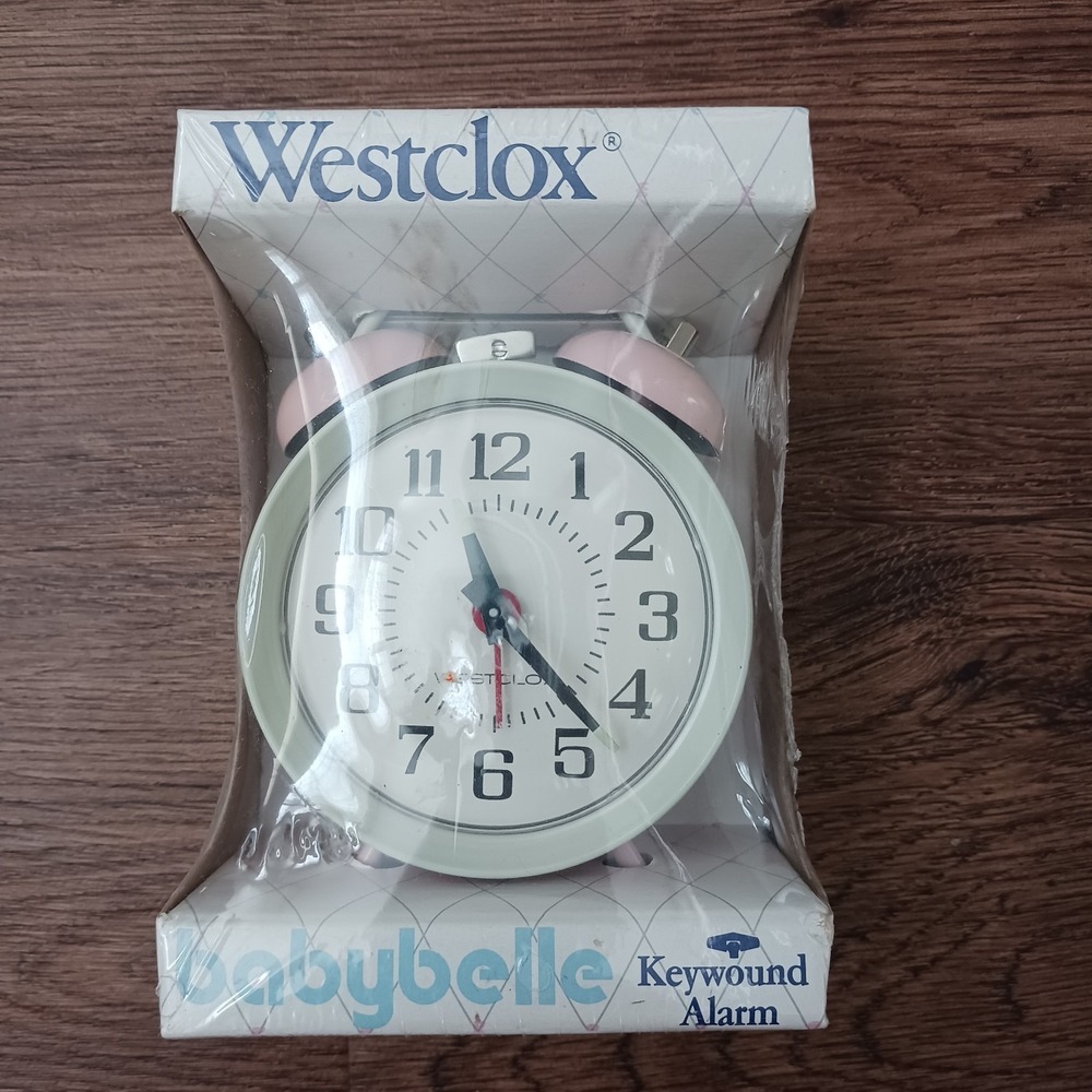 Vintage Westclox Babybelle Pink Keywound Alarm Clock SEALED NEW in BOX